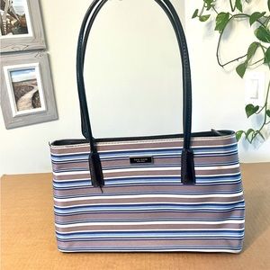 Authentic Kate Spade blue striped handbag shoulder purse. Broken Handle